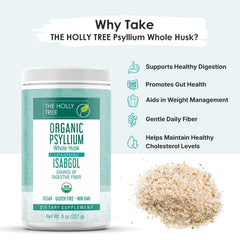 Pouring psyllium powder into a glass of water shows quick, easy daily use.