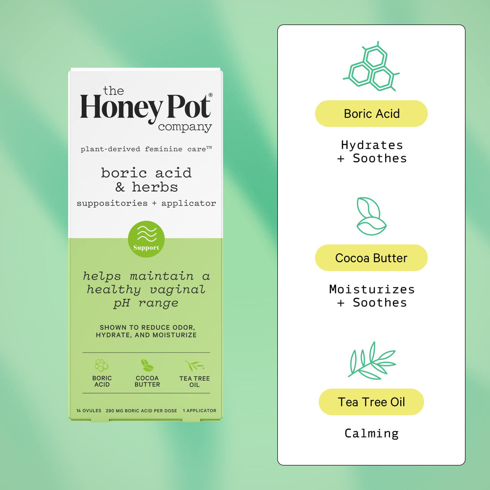 The Honey Pot 7 Day Suppositories with applicator for comfortable insertion