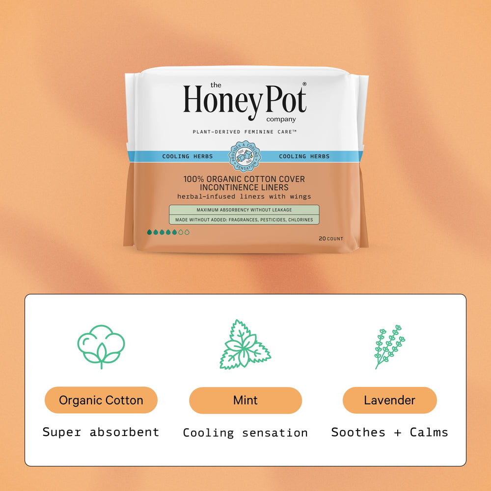 The Honey Pot liner delivers up to 50 mL absorbency for light leaks.