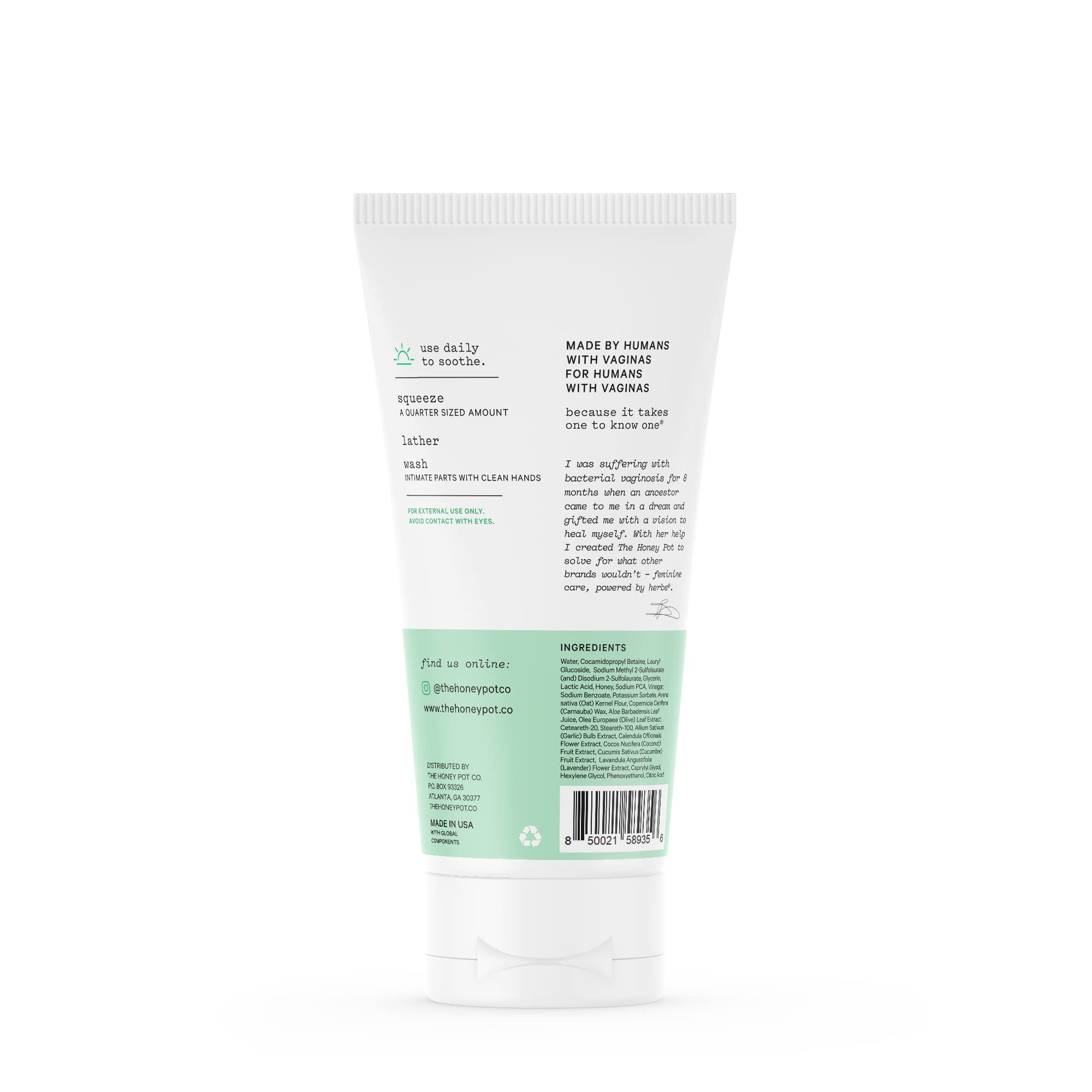 The Honey Pot Anti-Itch Wash colloidal oatmeal close-up showing hydrating oats.