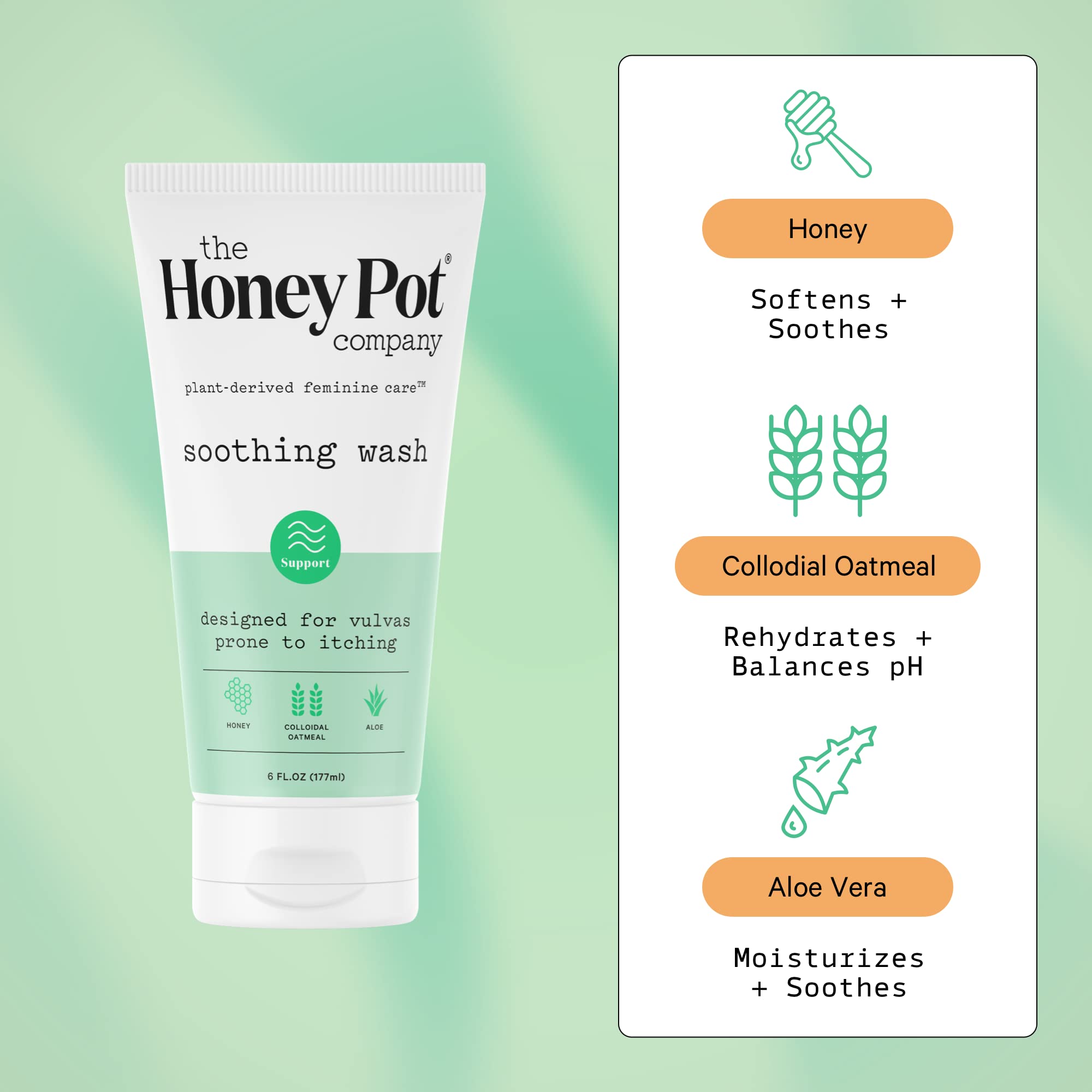 The Honey Pot Anti-Itch Wash foam-lather for soothing cleansing.