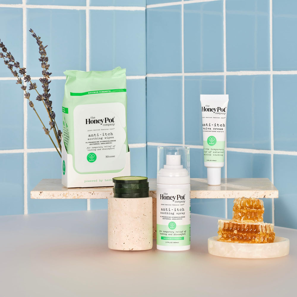 Aloe hydration in The Honey Pot wipes supports gentle moisture.