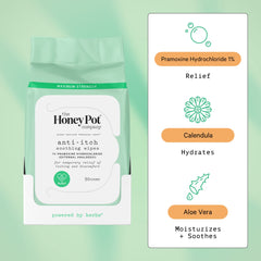 Calendula and plant ingredients in The Honey Pot wipes promote gentle balance.
