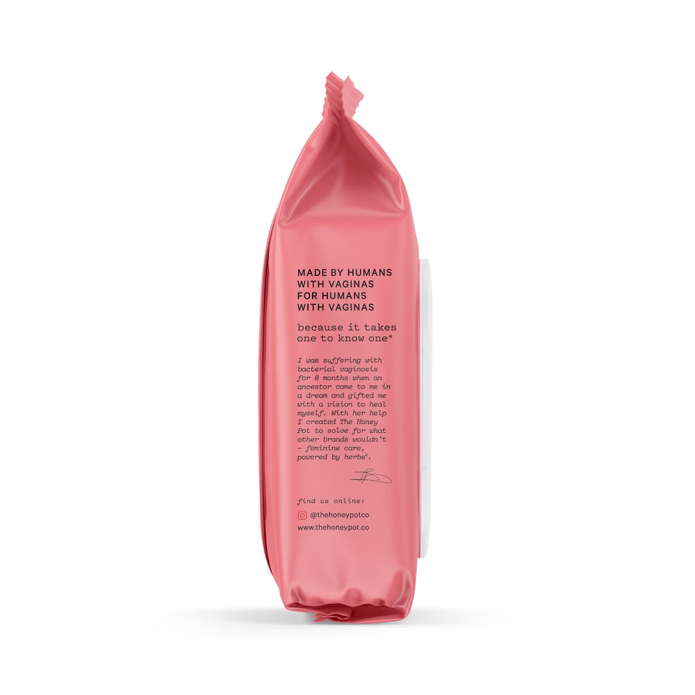 The Honey Pot Bergamot Rose wipes shown for use on body or face cleansing.
