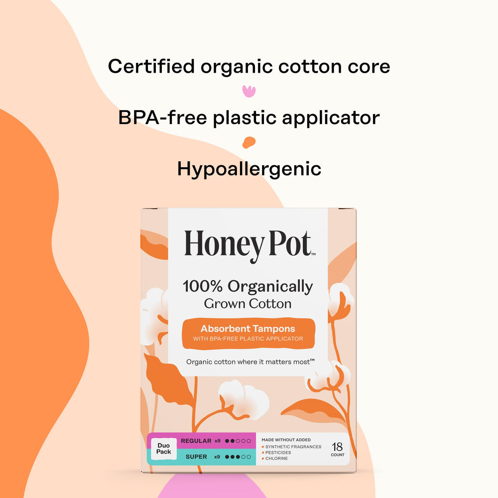 The Honey Pot Bio Plastic applicator offers smooth insertion and BPA-free design.