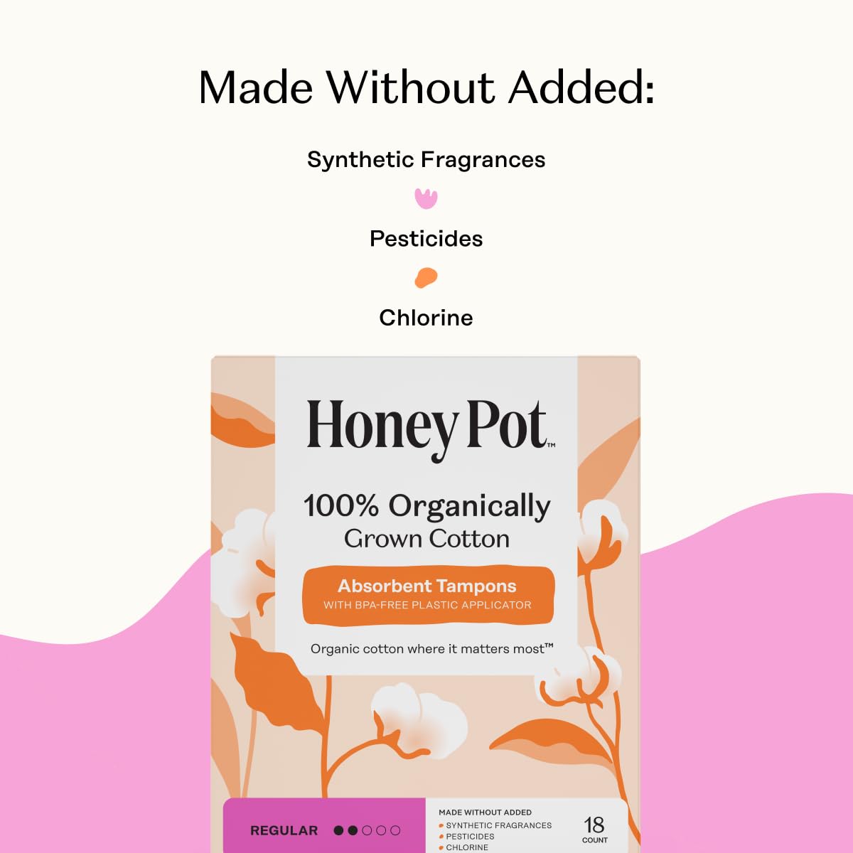 The Honey Pot tampon with biodegradable applicator and textured grip eases insertion.
