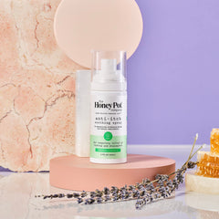 The Honey Pot Company bottle with cucumber and lavender hints for soothing care.