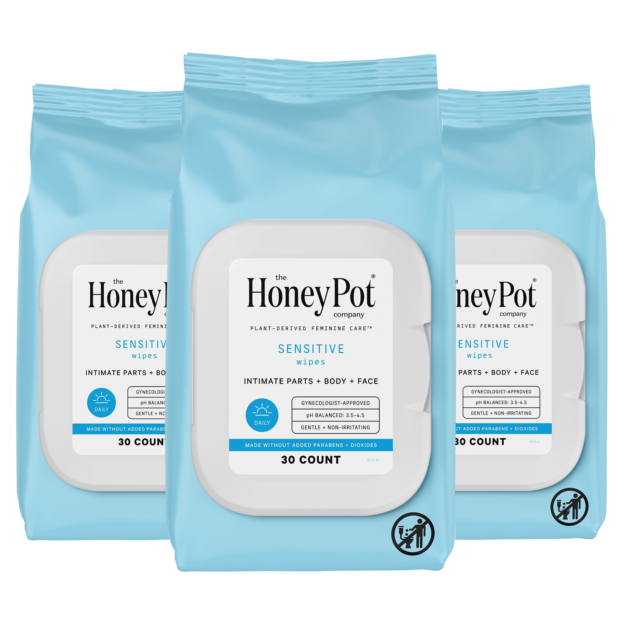 The Honey Pot Company feminine wipes packaging for on-the-go freshness with resealability