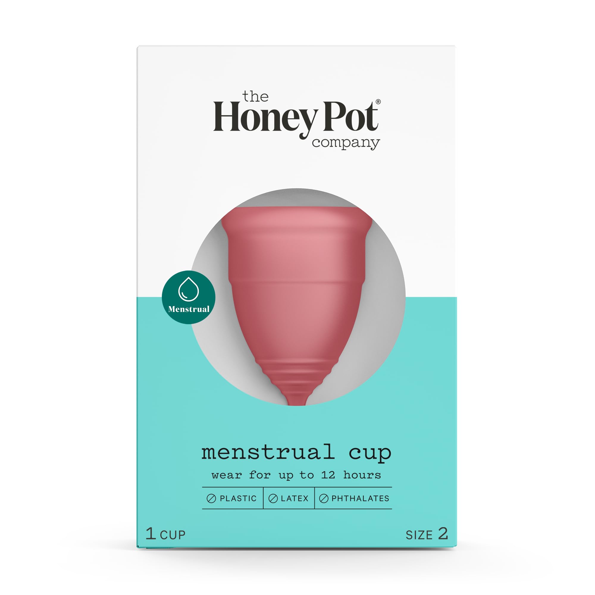 The Honey Pot Company menstrual cup Size 2 in open package for eco-friendly use.
