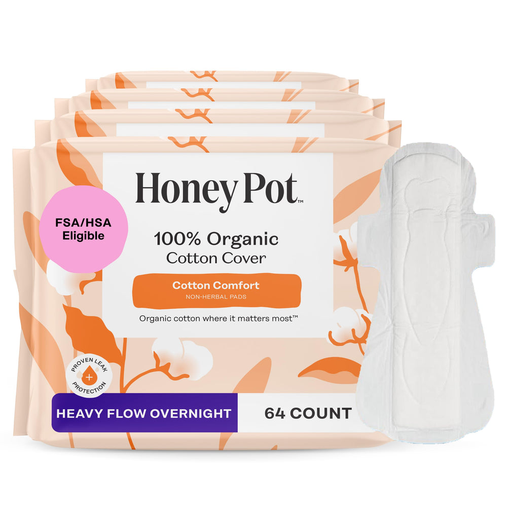 The Honey Pot non-herbal overnight pad with wings for heavy-flow protection