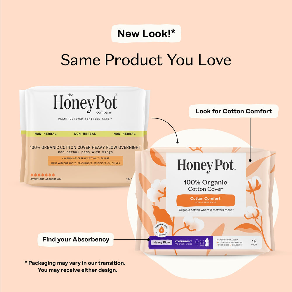 The Honey Pot pad with organic cotton cover offers soft, breathable comfort