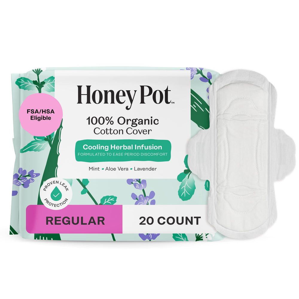 The Honey Pot regular pads with wings provide cooling effect for everyday comfort.