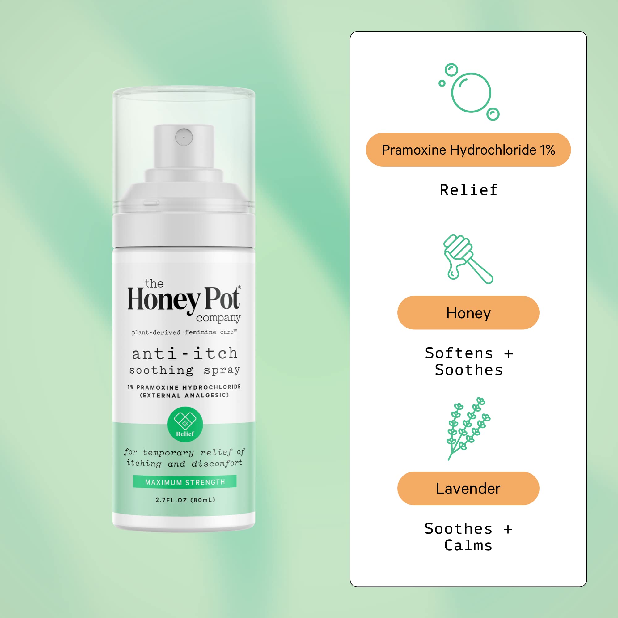 Close-up of The Honey Pot Company spray nozzle ready for quick itch relief on demand.