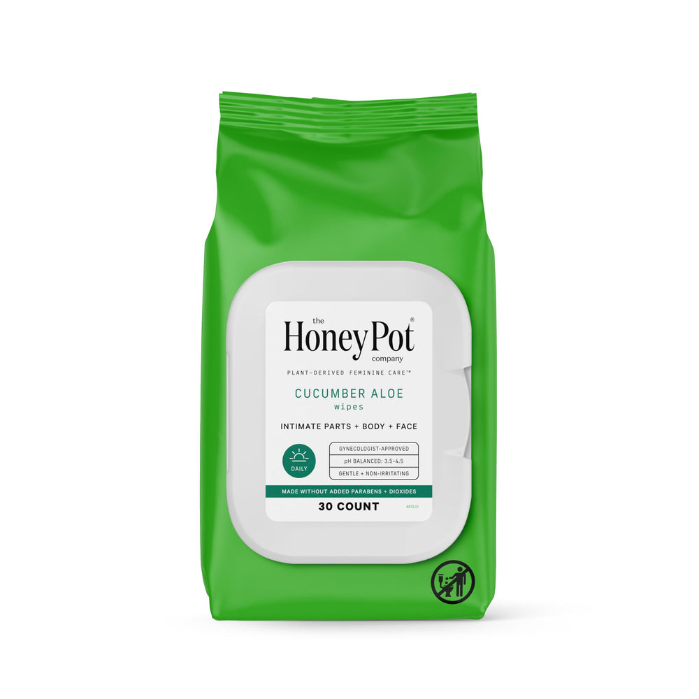 The Honey Pot Cucumber Aloe Feminine Wipes pack for daily refresh and moisture.