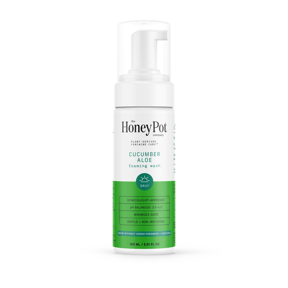 The Honey Pot Cucumber Aloe Wash bottle showing plant-based cleansing for sensitive skin.