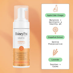 The Honey Pot feminine wash foam highlights a rich lather for everyday use.