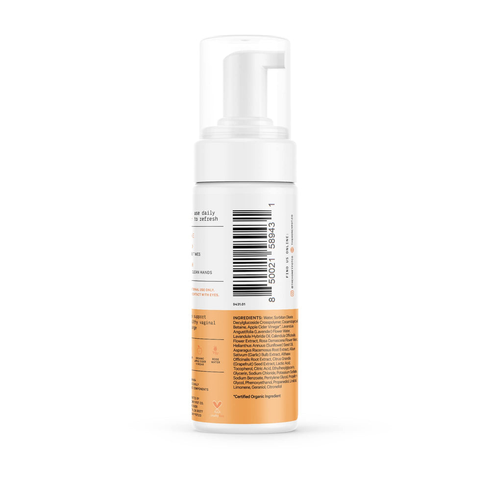 The Honey Pot feminine wash travel-ready bottle invites on-the-go refreshing cleanses.