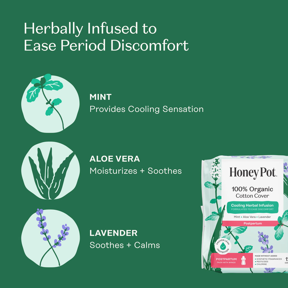 The Honey Pot herbal ingredients lavender rose aloe vera mint for cooling sensation