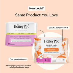 The Honey Pot non-herbal pads with wings absorbent core close-up highlights strong absorption.