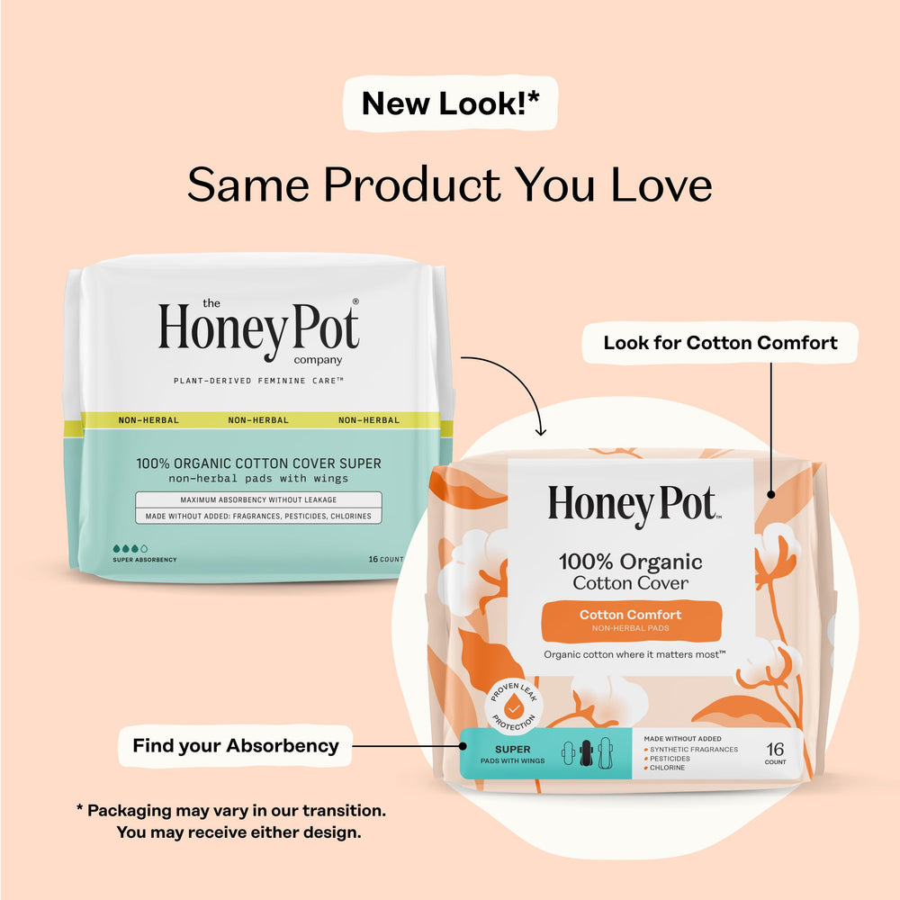 The Honey Pot pad with wings, side view, reliable all-day protection during activity.