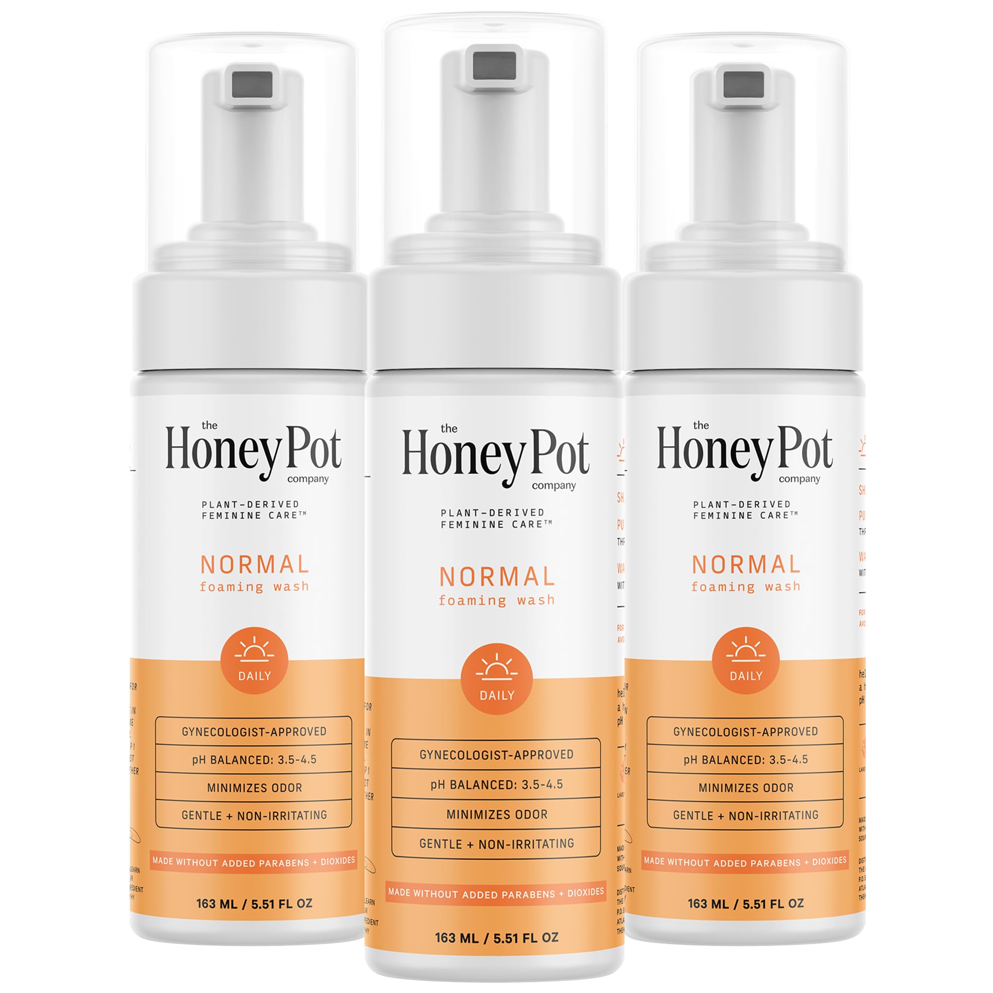 The Honey Pot Normal Feminine Wash bottle front shows gentle cleansing and balanced pH.