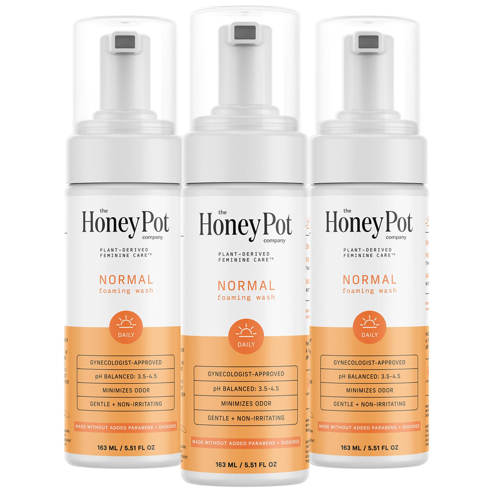 The Honey Pot Normal Feminine Wash bottle front shows gentle cleansing and balanced pH.