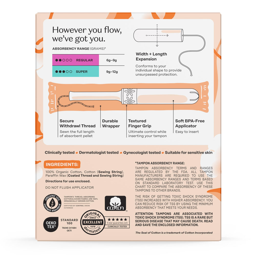 The Honey Pot organic cotton core uses chlorine- and pesticide-free materials.