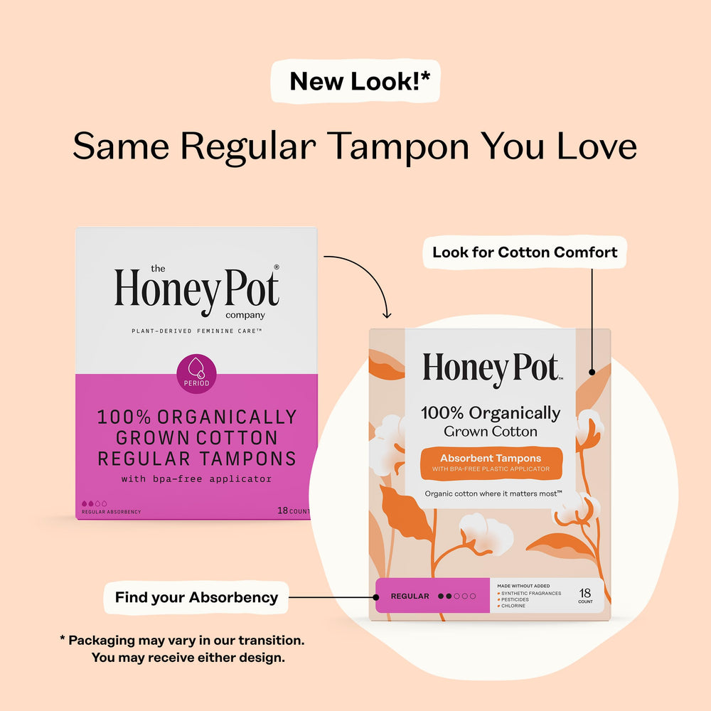 The Honey Pot Organic Cotton Core tampon for natural protection on light to moderate days.