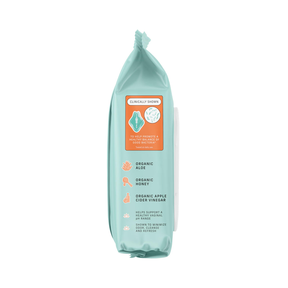 The Honey Pot Prebiotic Wipes on-the-go use supports quick cleanups.