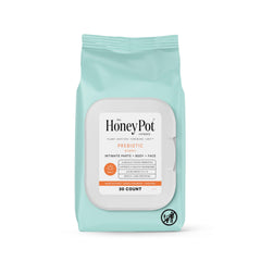 The Honey Pot Prebiotic Wipes pack front view for easy daily intimate care.