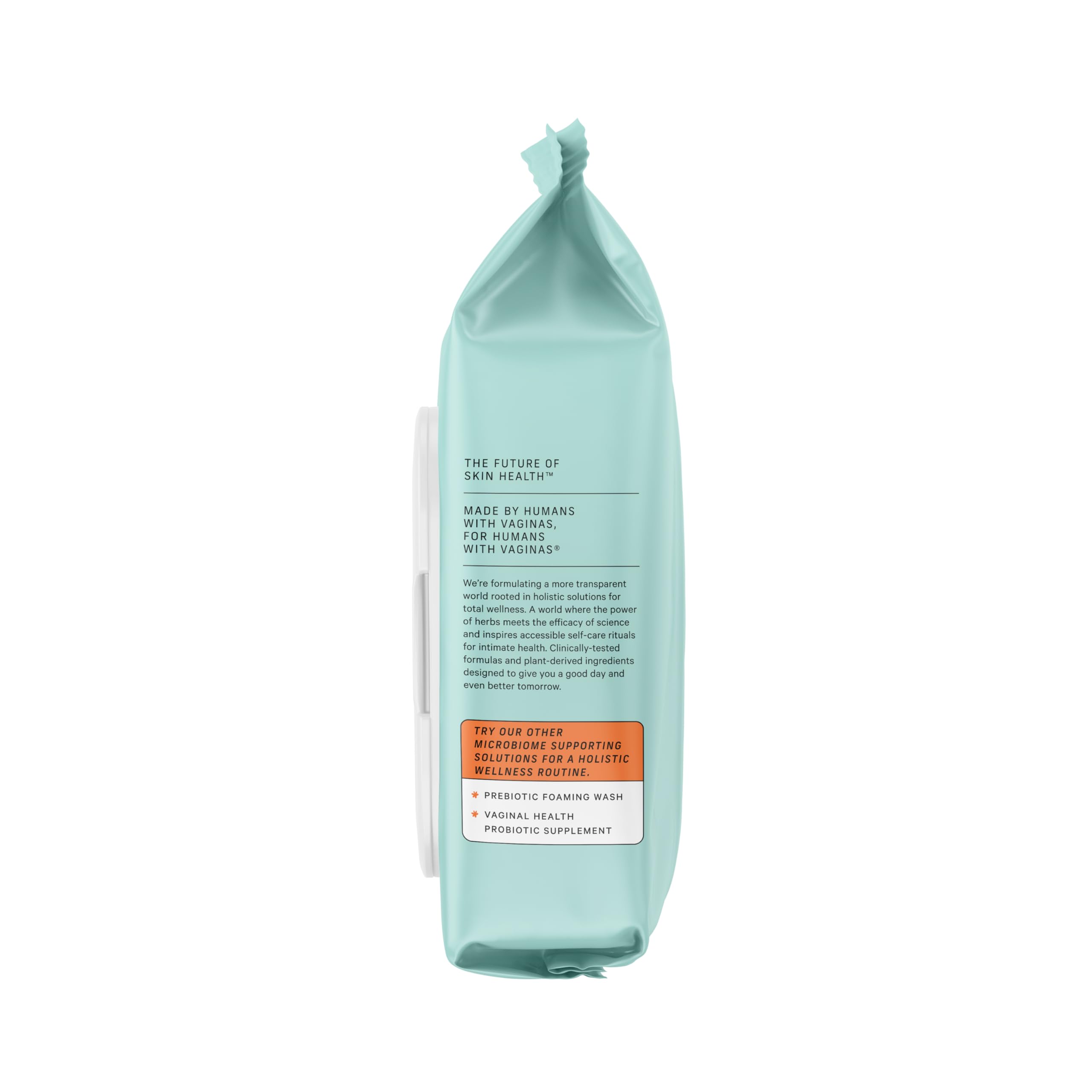 The Honey Pot Prebiotic Wipes green-label packaging promotes daily freshness.