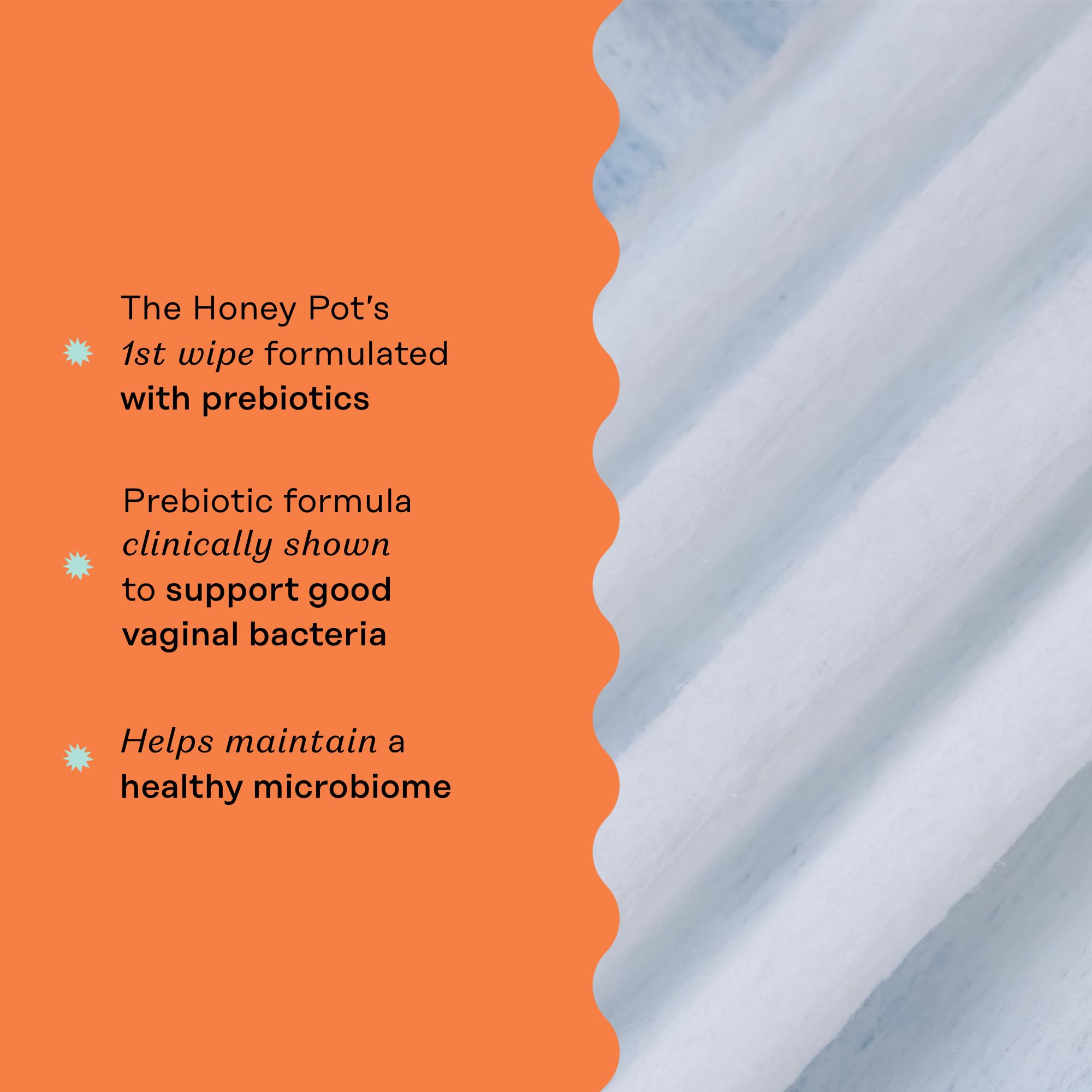 The Honey Pot Prebiotic Wipes packet open reveals soft wipe texture.