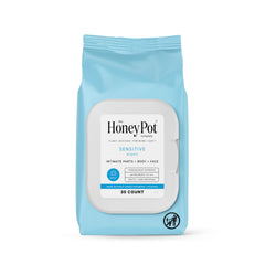 The Honey Pot Sensitive Feminine Wipes pack on display, offering gentle cleansing for daily use.