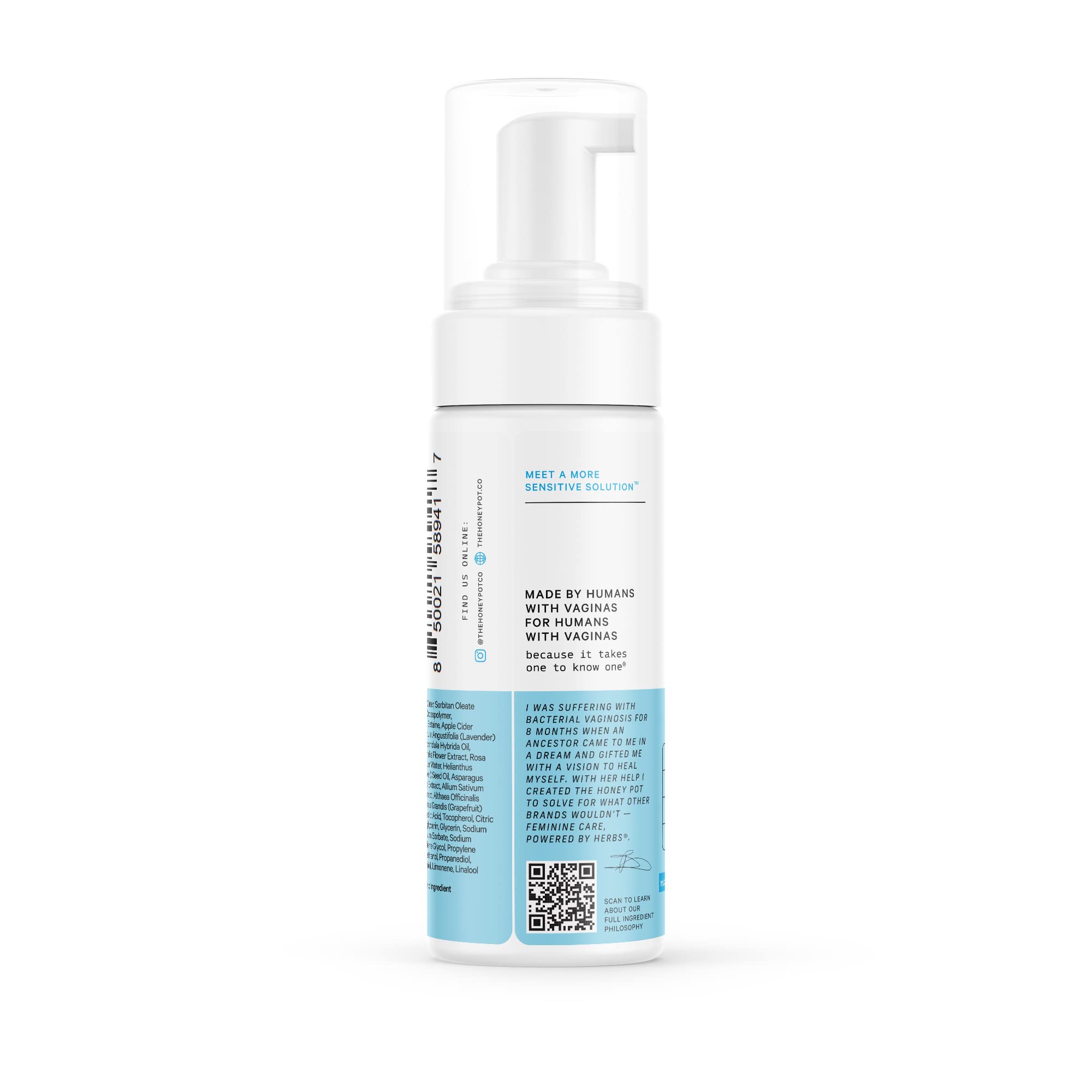 The Honey Pot Sensitive Wash packaging on a travel-friendly bottle.
