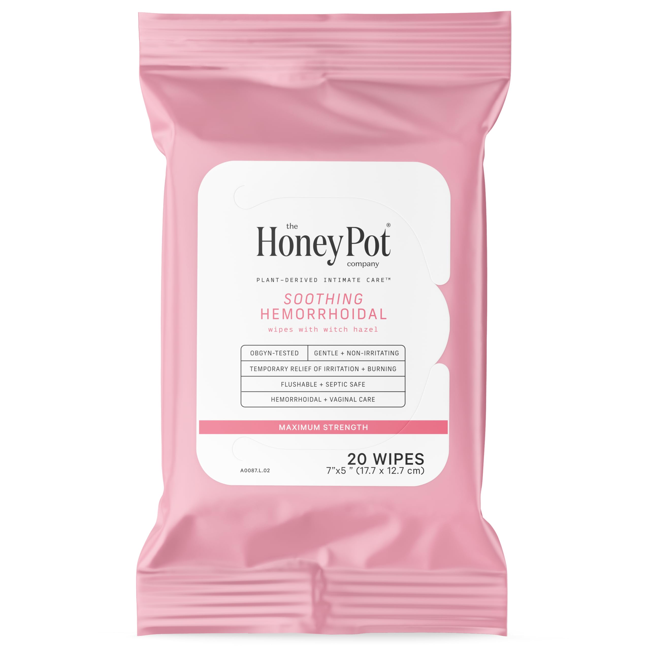 The Honey Pot soothing witch hazel wipes pack close-up for gentle postpartum cleansing.