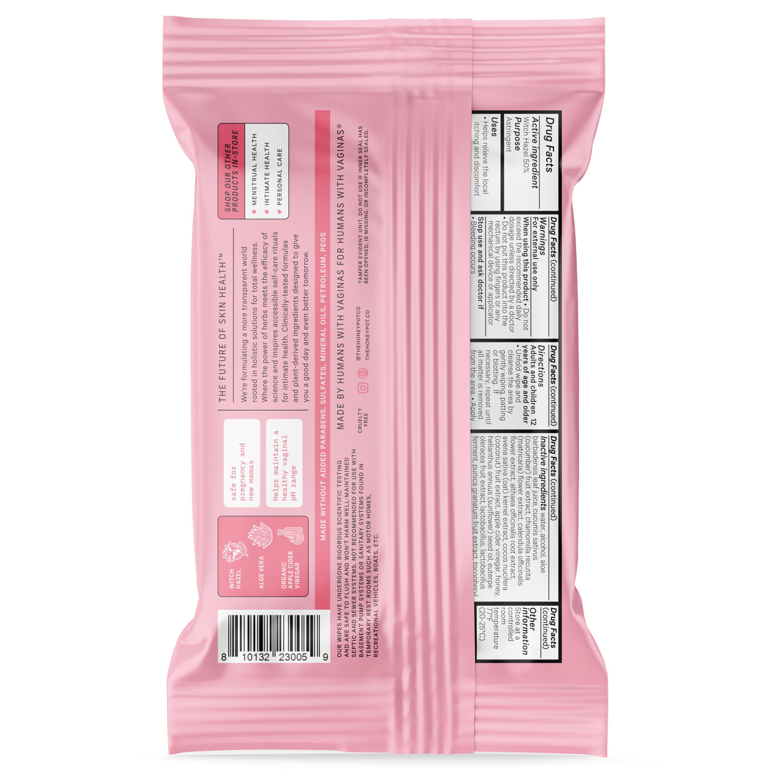 The Honey Pot feminine wipes support balanced pH and freshness.