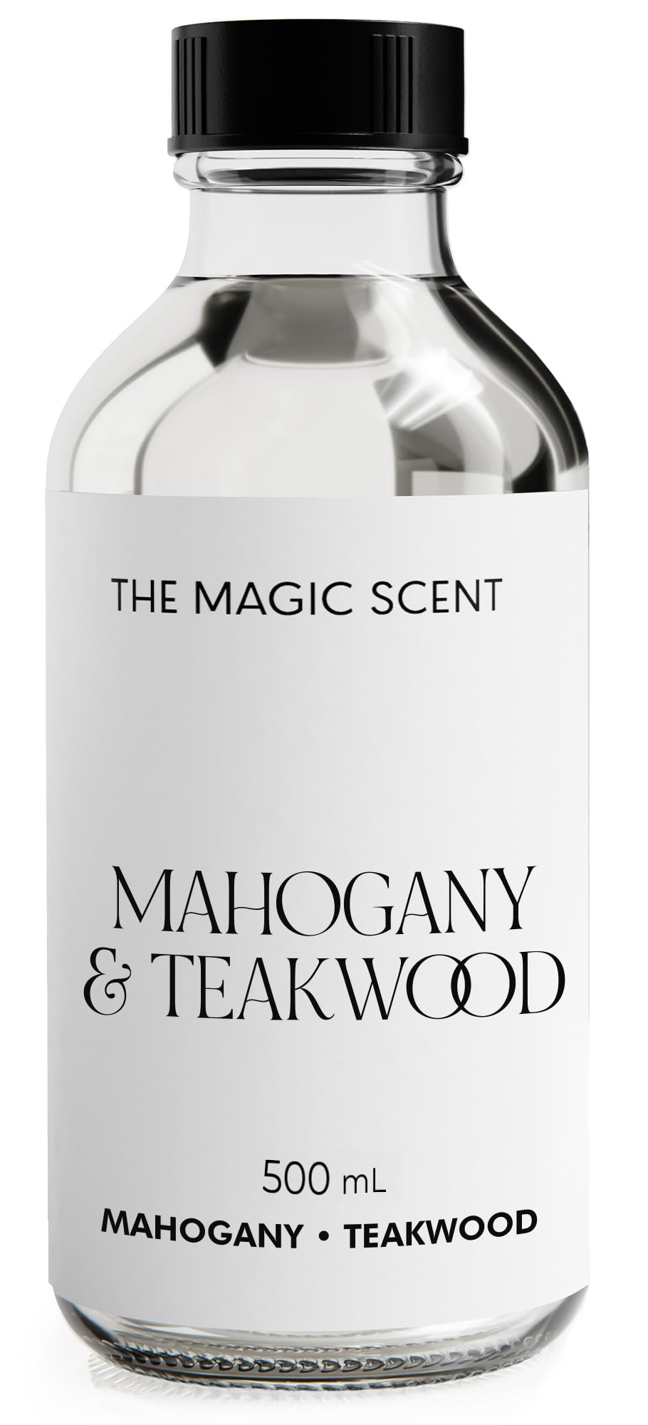 The Magic Scent Mahogany & Teakwood bottle on display, premium diffuser oil