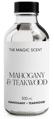 The Magic Scent Mahogany & Teakwood bottle on display, premium diffuser oil