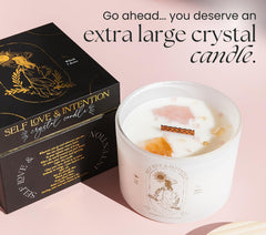 The Mindful Collective large crystal candle with citrine invites abundance and positive energy.
