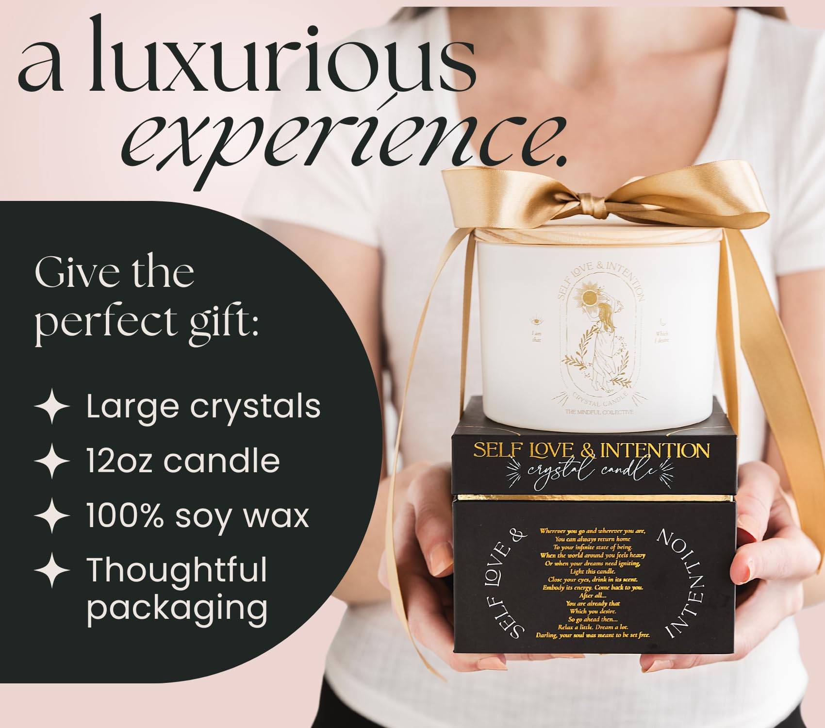 The Mindful Collective soy wax candle delivers clean burn for mindful rituals.