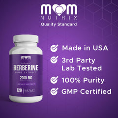 GMP facility and third-party testing logos emphasize THE MONK Berberine quality assurance