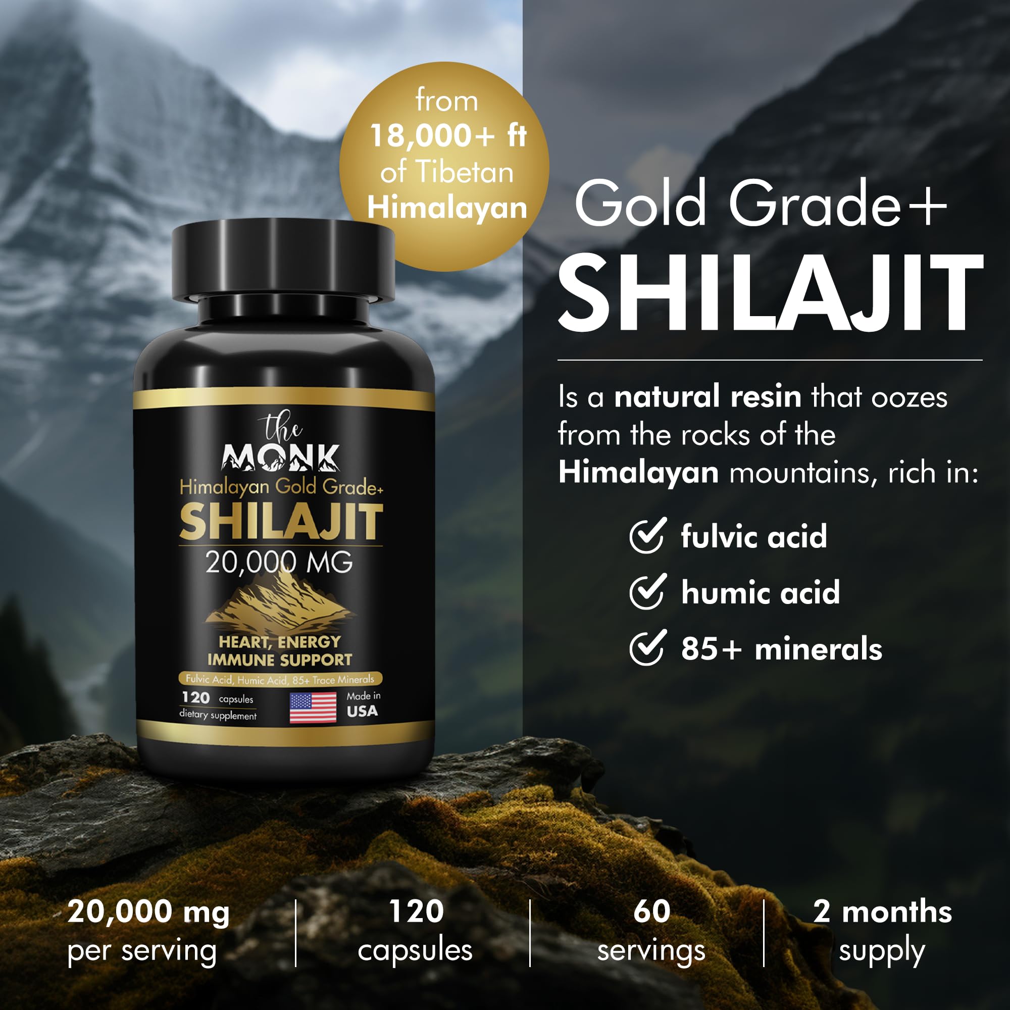The MONK Shilajit pour shows convenient dosing for daily energy support.