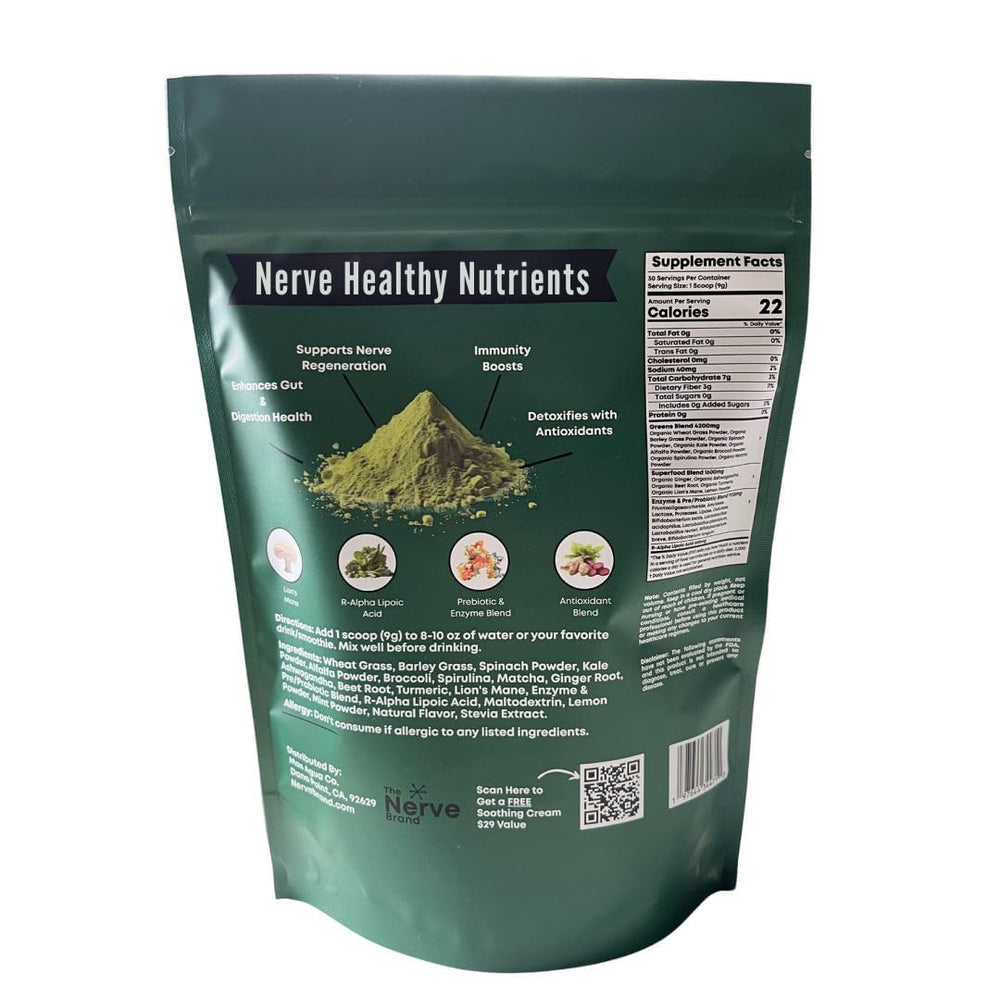 Glass with powder ready to mix demonstrates easy servings and quick preparation.
