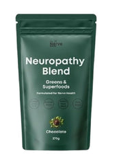 The Nerve Brand neuropathy superfood blend bottle highlights a nerve-supporting supplement for daily use.