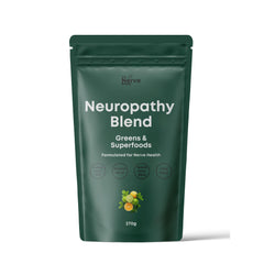 The Nerve Brand Neuropathy Superfood bottle pouring for convenient daily greens.