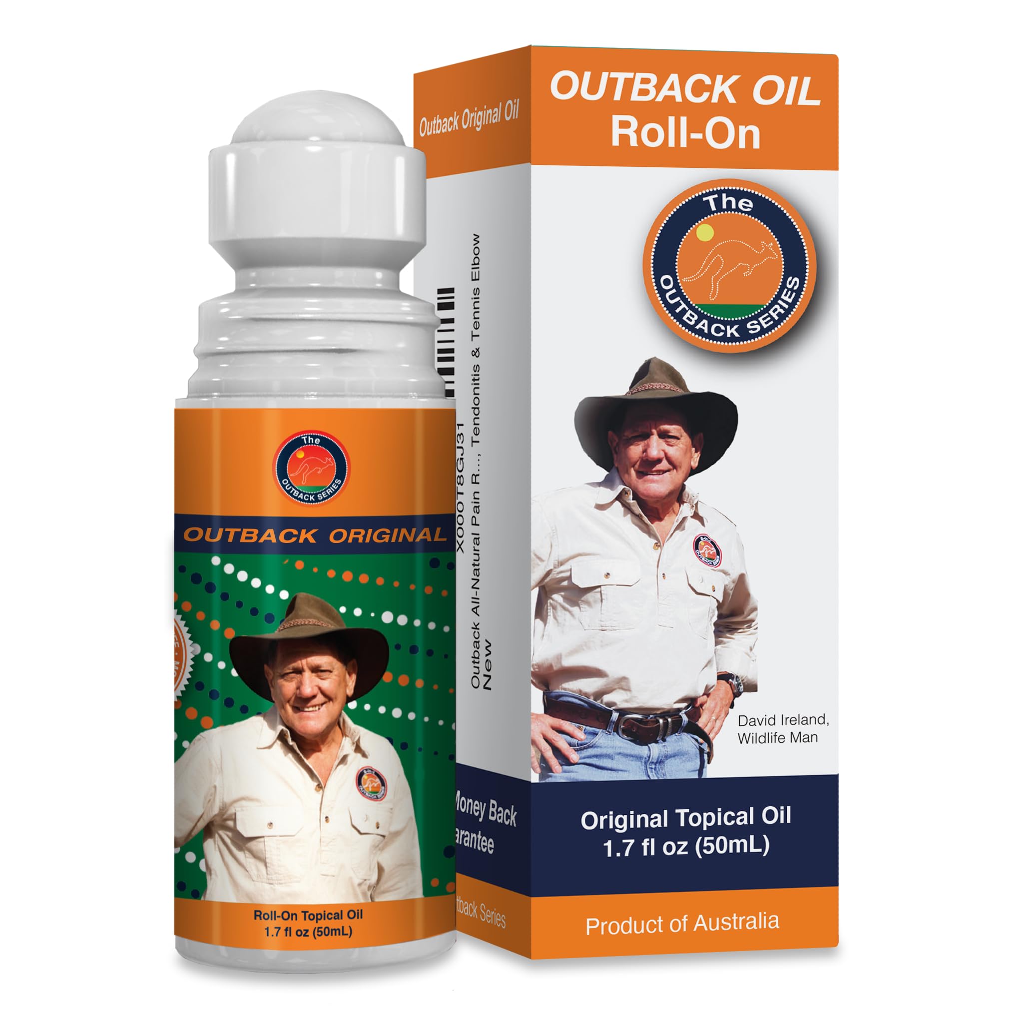 The Outback Series Original Oil Roll-On 50ml bottle on wood for on-the-go relief