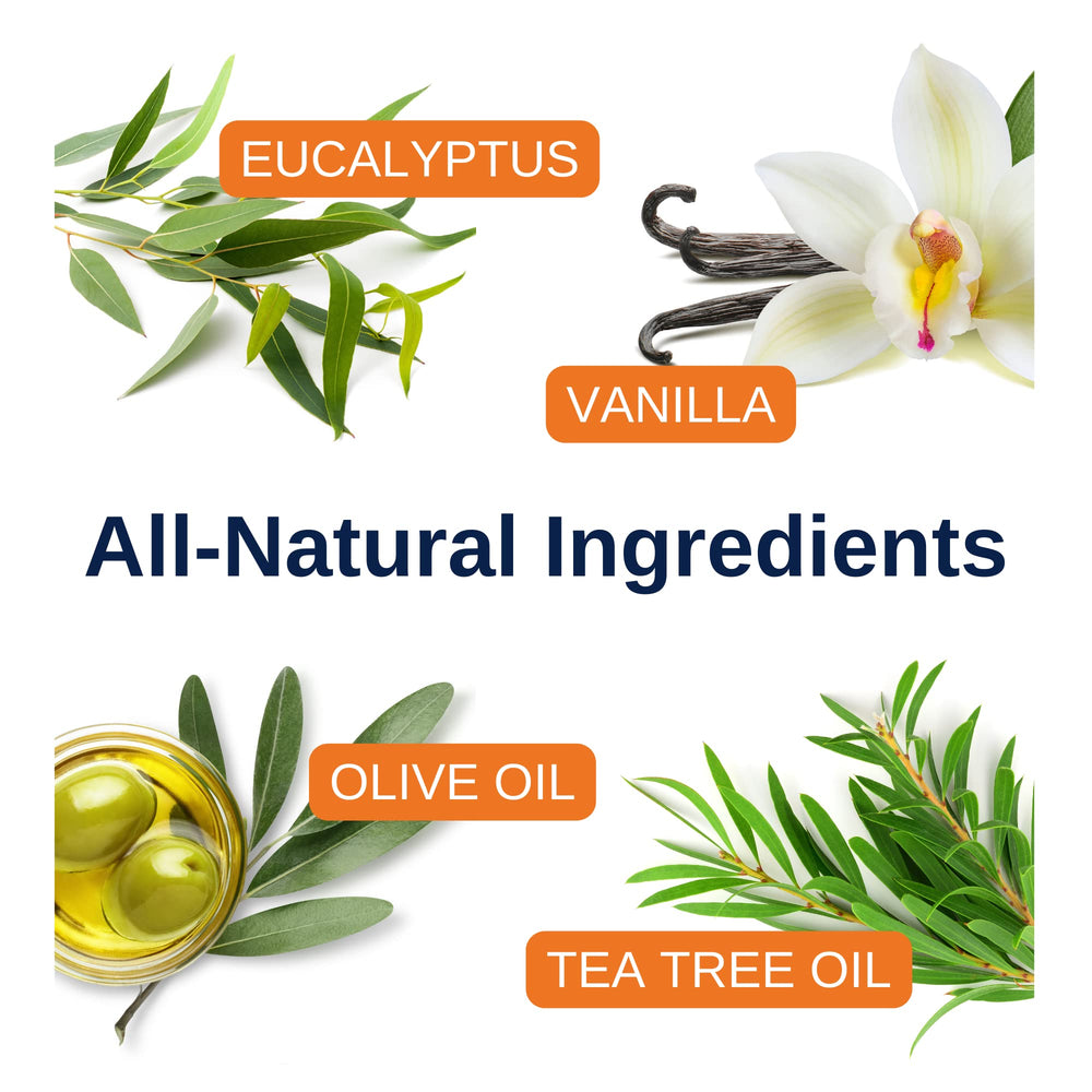 Safe fragrance-free roll-on with natural earthy vanilla-eucalyptus scent idea