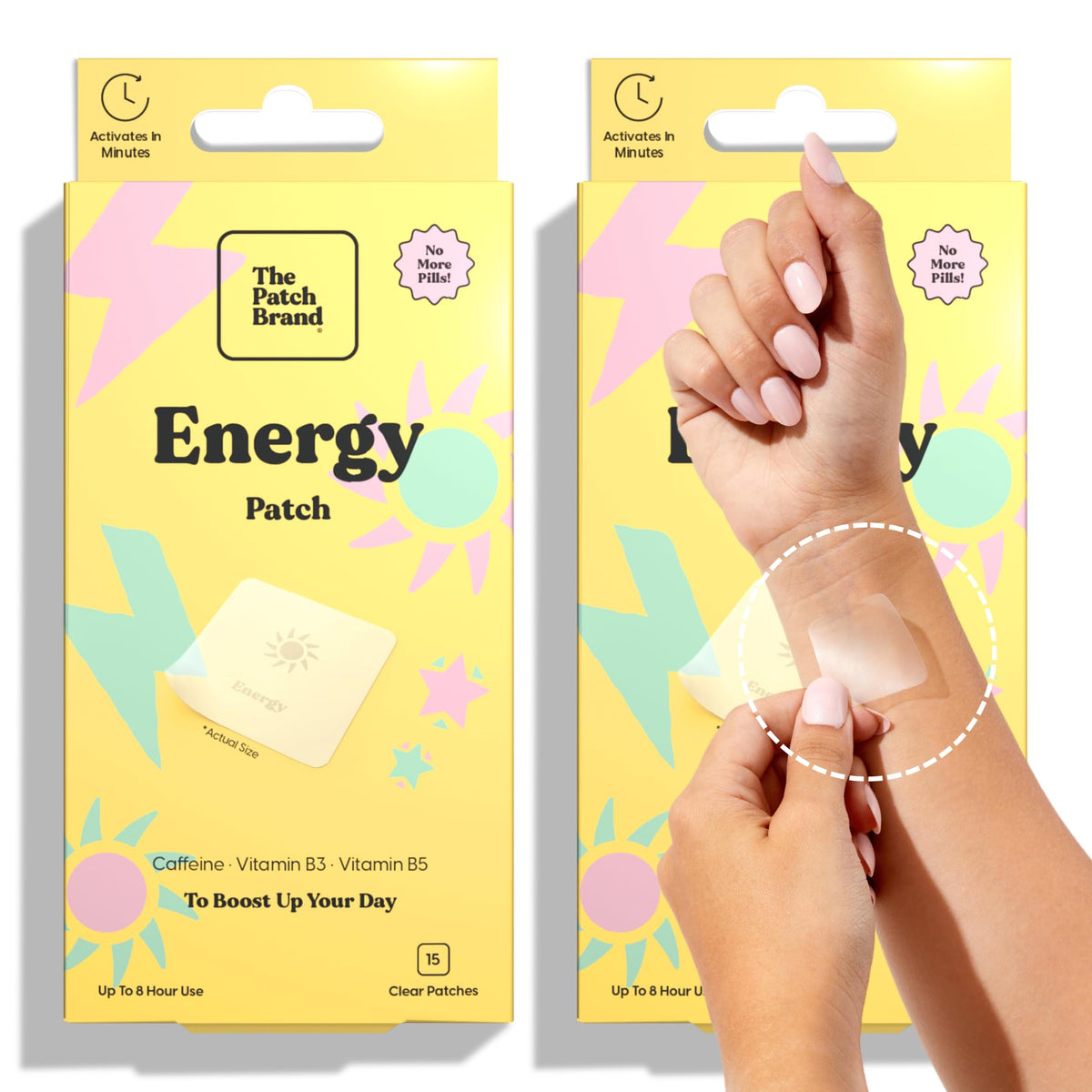 The Patch Brand Energy Patch on arm, discreet daily energy support