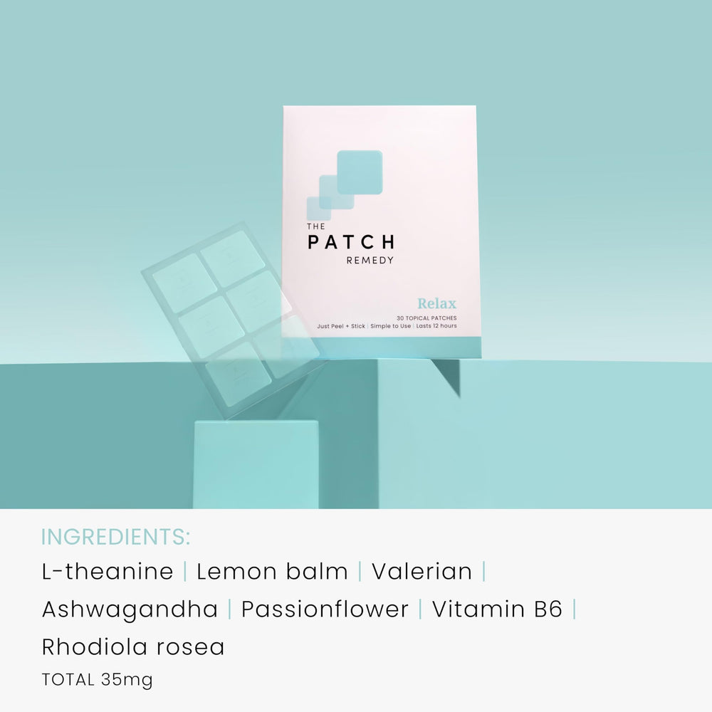 The Patch Remedy Relax Patch worn discreetly during a busy day.