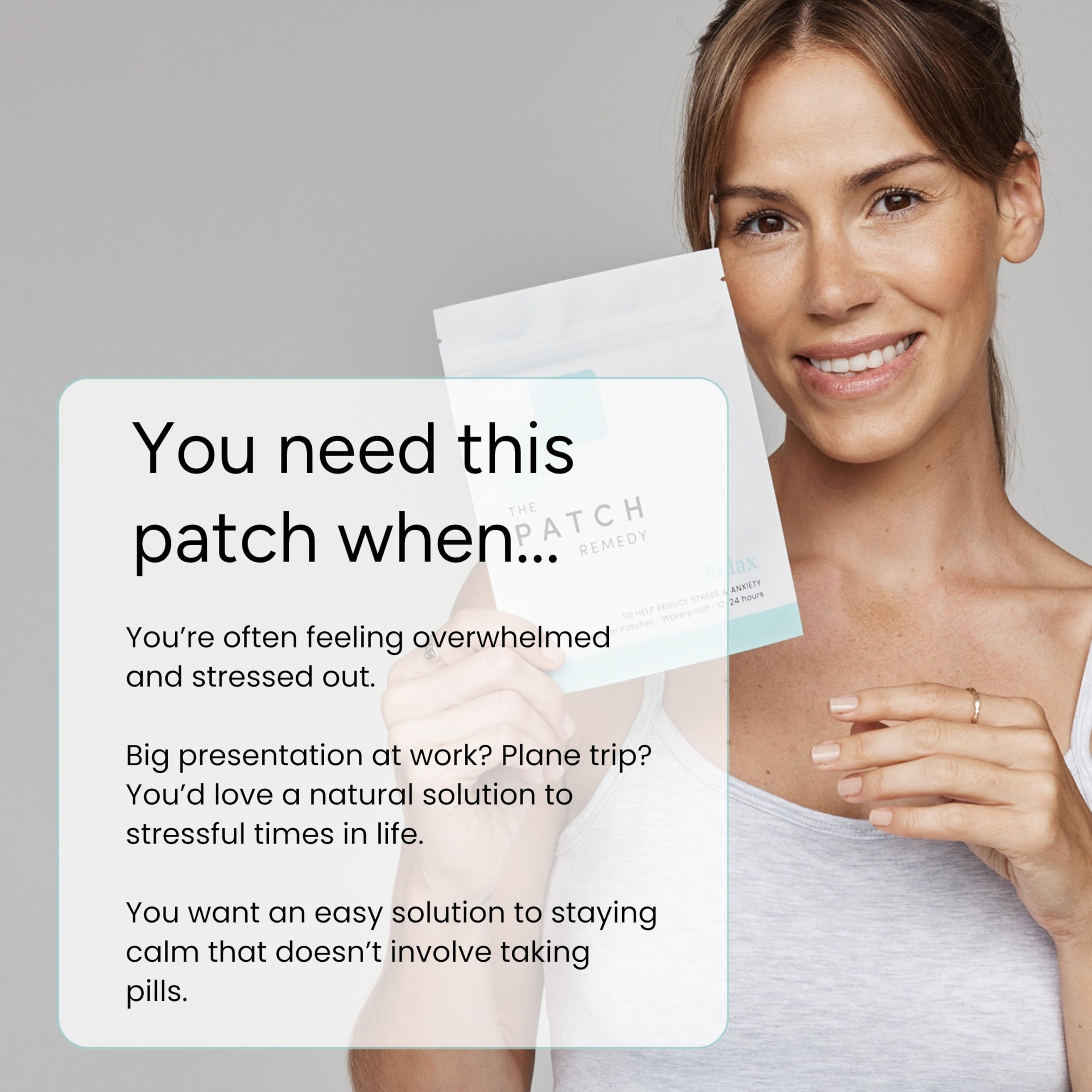 The Patch Remedy Relax Patch close-up reveals its slim, discreet design.